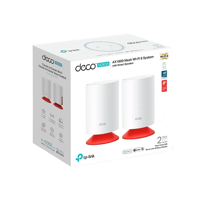 TP-Link Deco Voice X20 AX1800 Mesh WiFi 6 System - 2 Pack - 8