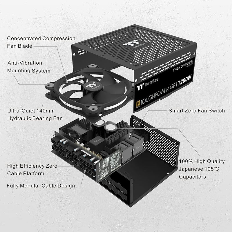باور سبلاي Thermaltake Toughpower GF1 Plus 1200W 80+ Gold Fully Modular - 6