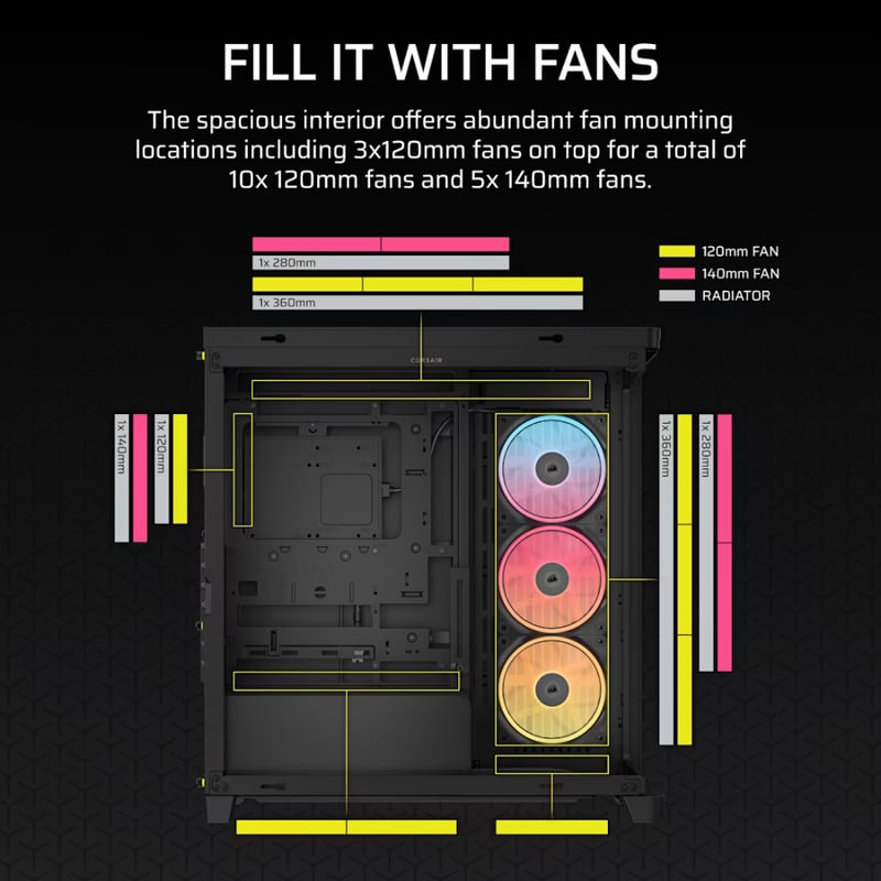 كيس Corsair Frame 4500X Mid-Tower ATX أسود ARGB زجاج مقوى - 7