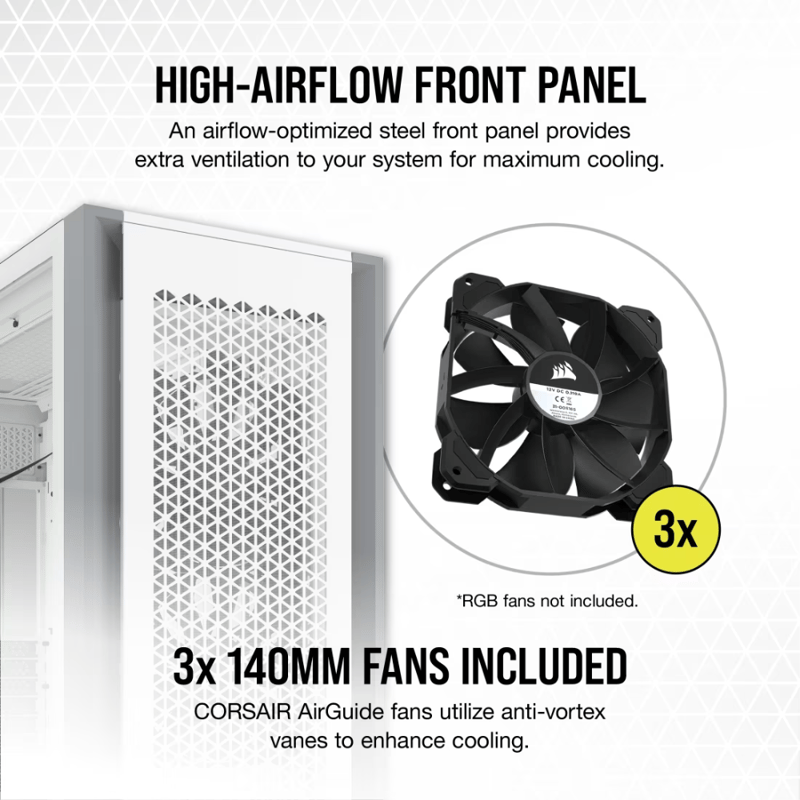 كيس Corsair 7000D Full Tower أبيض زجاج مقسى - 4