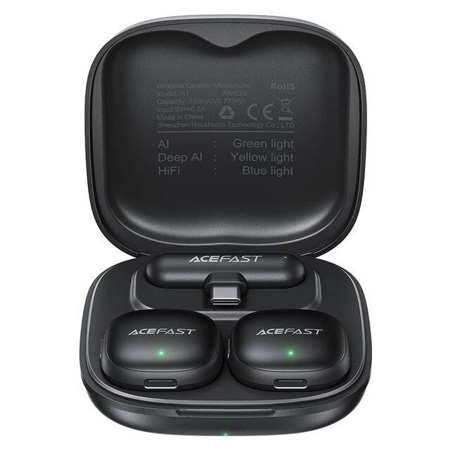 Acefast R1 Dual Wireless Lavalier Microphone Black - 2