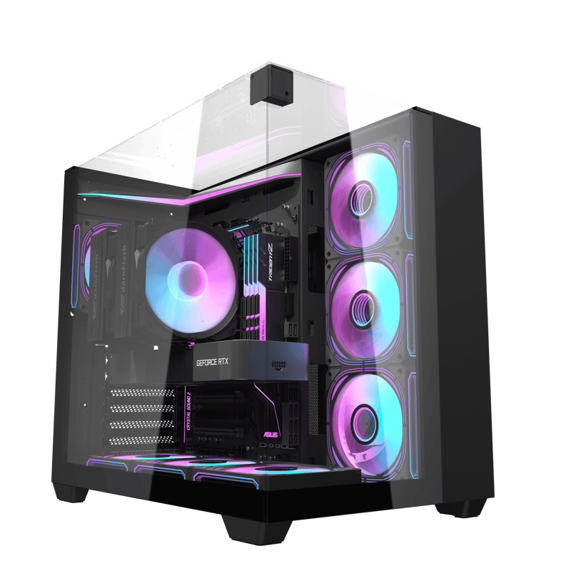 DarkFlash TH285 Mid-Tower ATX Case Black Tempered Glass - 7