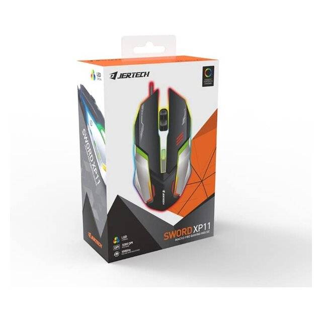 ماوس Jertech Sword XP11 3200 DPI USB RGB أسود - 4