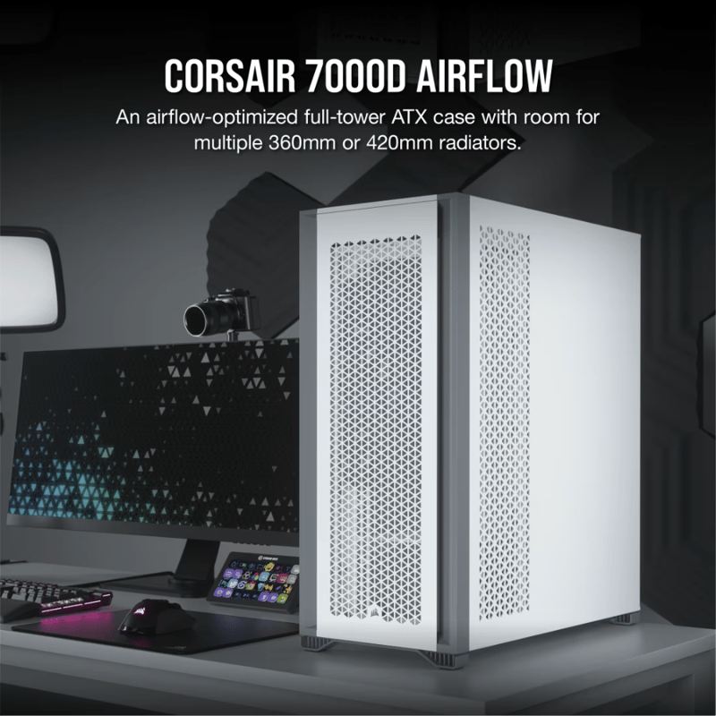 كيس Corsair 7000D Full Tower أبيض زجاج مقسى - 3