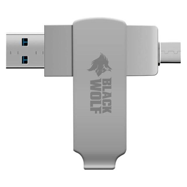 Black Wolf 2-in-1 Flash Drive 128GB USB-C & USB-A 3.2 - 5