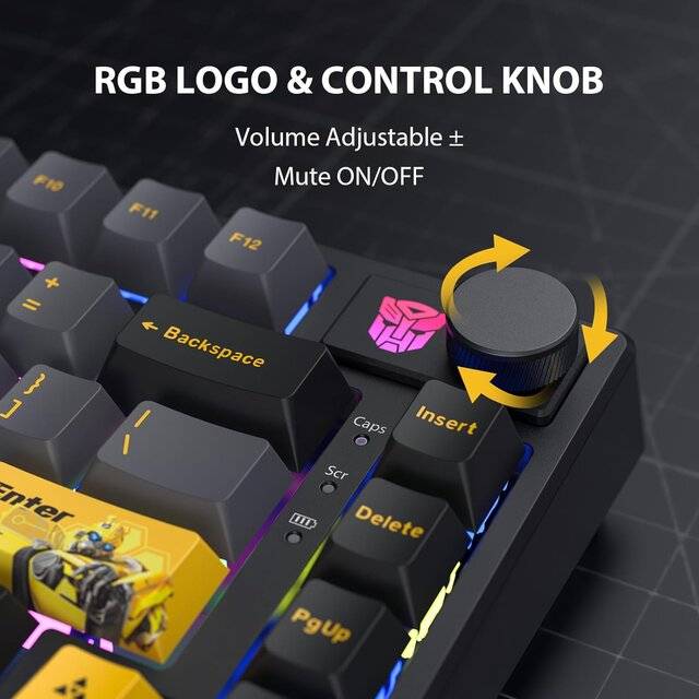 كيبورد Transformers TF-GK03 75% ميكانيكي قابل للتبديل ثنائي الوضع RGB أسود - 4