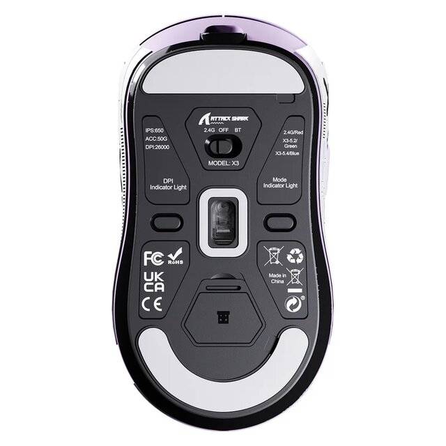 ماوس Attack Shark X3 26000 DPI Dual-Mode بنفسجي - 2