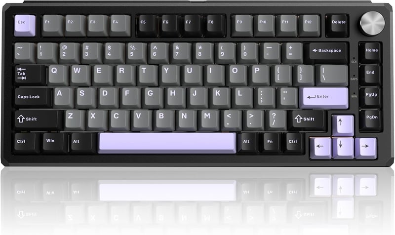 Magegee Captain75 75% Mechanical Keyboard, Purple, Aluminum Case, Blueberry Switch, RGB - 1