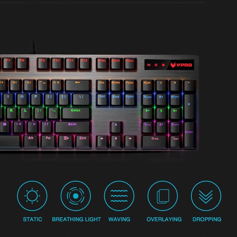 كيبورد Rapoo V500 Pro Full-Size ميكانيكي سلكي RGB - 7