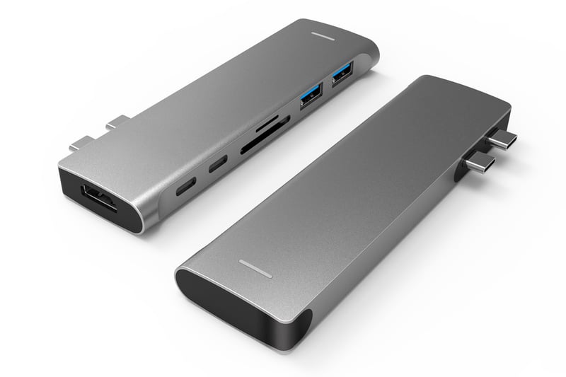 هب RayCue UC2202 من Type-C إلى 7 منافذ مع HDMI بدقة 4K وقارئ بطاقات وشحن 100 واط - 1