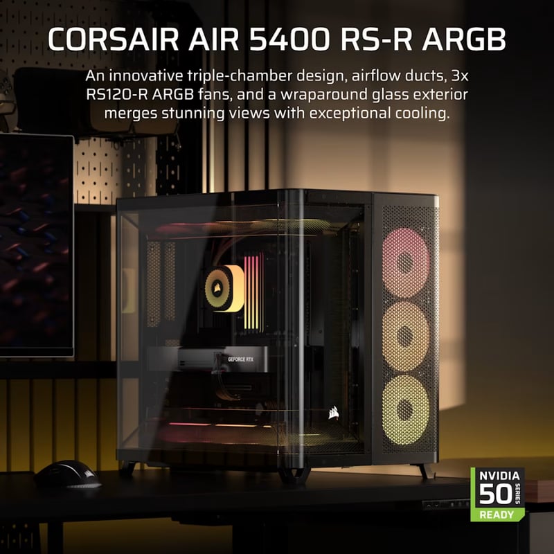 كيس Corsair 5400 RS-R Mid-Tower أسود زجاجي مقوّى ARGB - 3