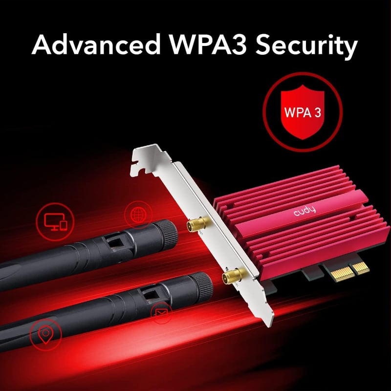 راوتر Cudy WE3000S AX5400 Wi-Fi 6E Tri-Band PCIe Bluetooth 5.3 - 3