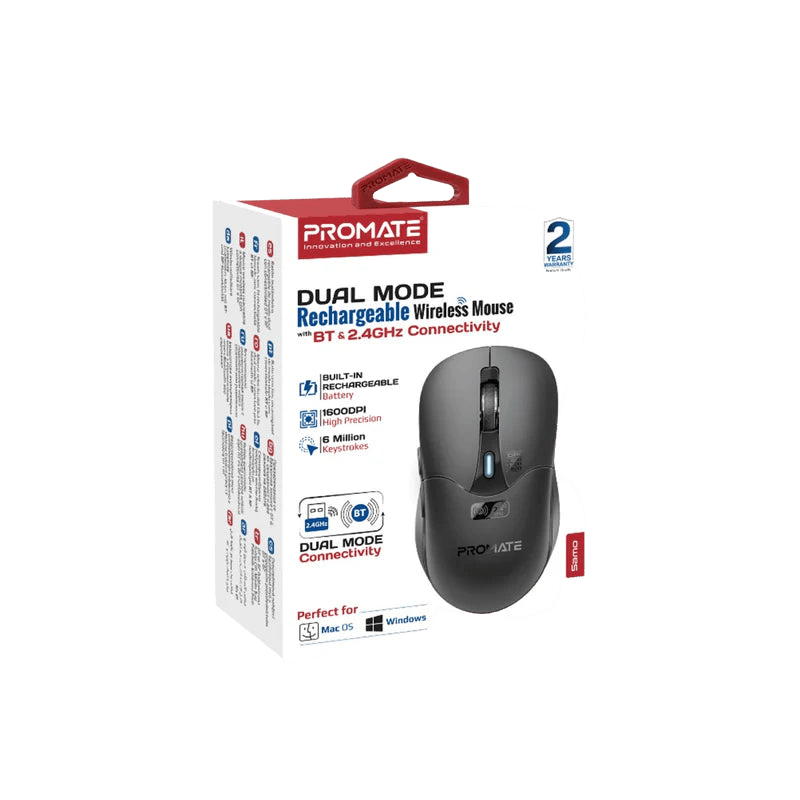 Promate Samo Wireless Mouse Dual Mode BT & RF Rechargeable - 7