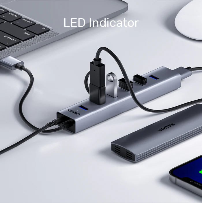 UNITEK Y-3090 7-Port USB 3.0 USB Hub Silver - 7