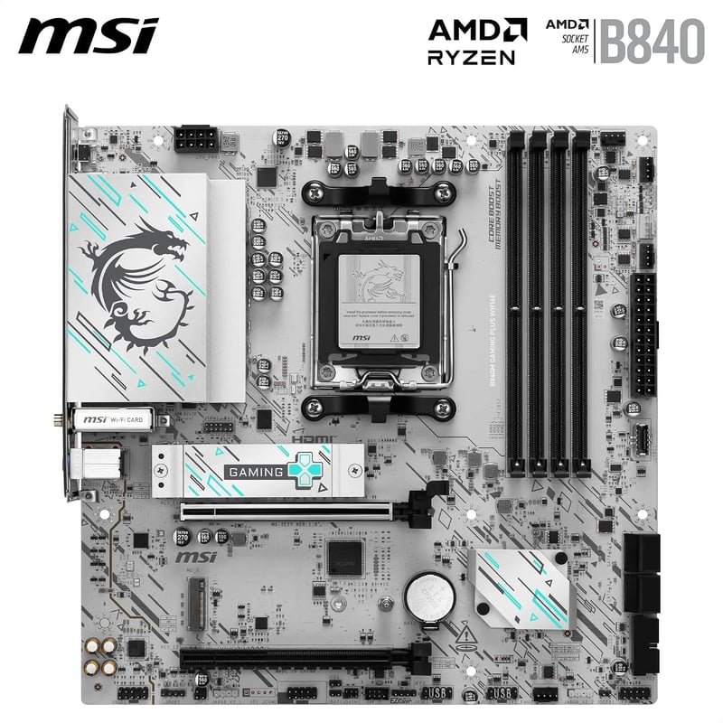 MSI B840M GAMING PLUS WIFI6E AMD AM5 DDR5 Micro-ATX Motherboard - 3