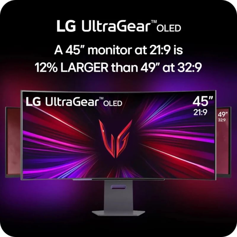 شاشة LG UltraGear 45GS95QE-B 45″ 3440x1440 240Hz OLED 800R منحني - 3