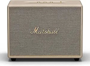 Marshall Woburn III Bluetooth Home Speaker - Loud Stereo Sound with Bass and Treble Controls , Plug-in Powered , Record Player Compatible , HDMI, RCA, 3.5mm Aux Inputs - Cream - 1