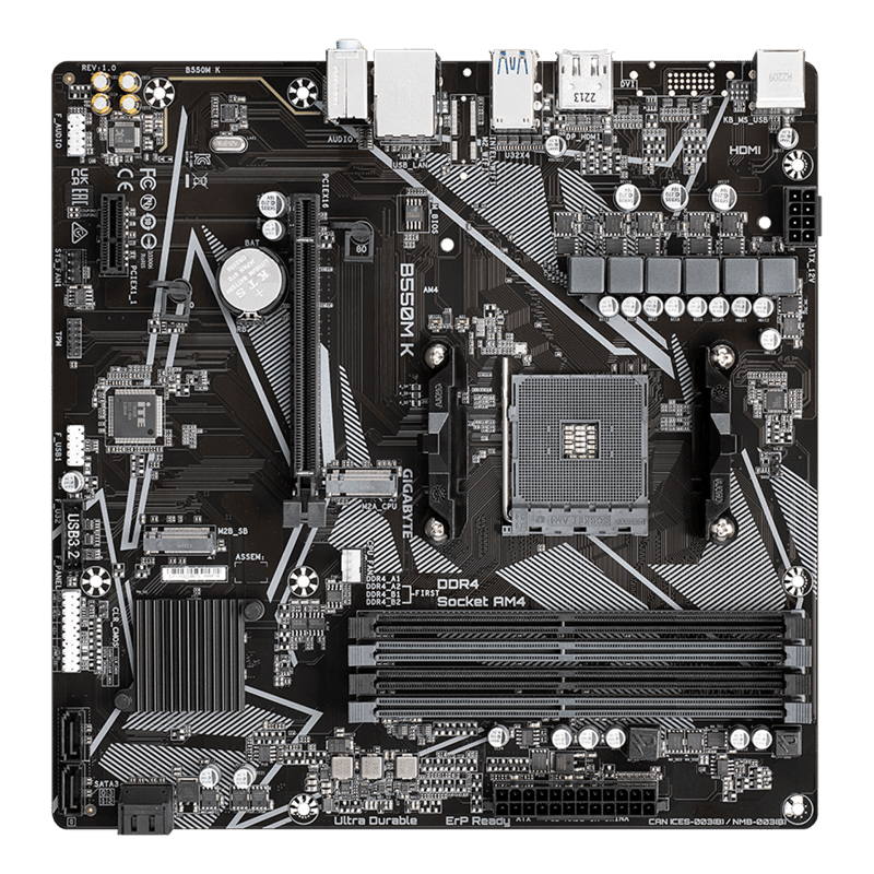 لوحة أم جيجابايت GIGABYTE B550M K بمقبس AMD AM4 ودعم ذاكرة DDR4 بحجم mATX - 5