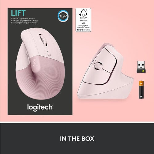 ماوس Logitech Lift Vertical Ergonomic 4000 DPI لاسلكي وردي - 16