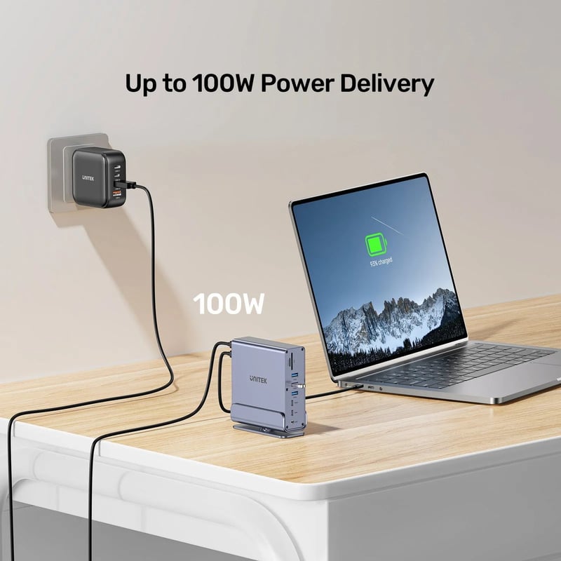 شاحن Unitek DisplayLink محطة توصيل Triple 4K 100W PD رمادي - 7