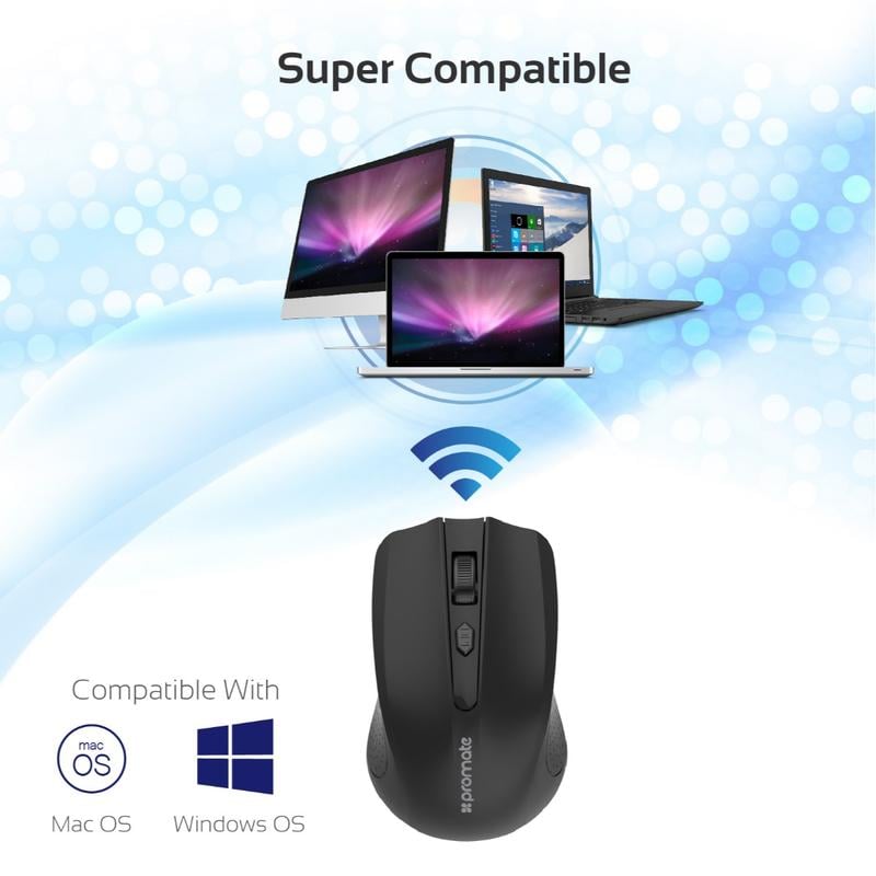 Promate Clix-8 Wireless Ergonomic Optical Mouse - 5