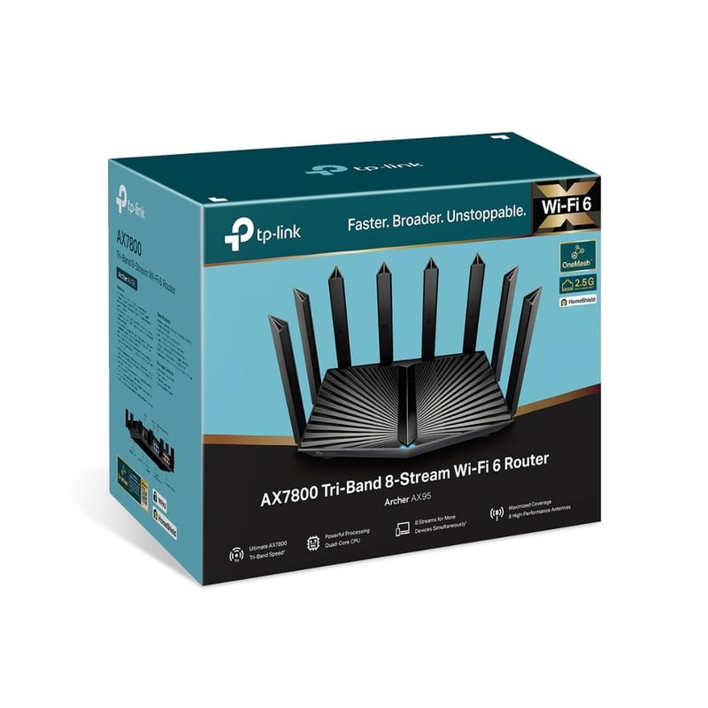 راوتر TP-Link Archer AX95 AX7800 WiFi 6E ثلاثي النطاق - 1