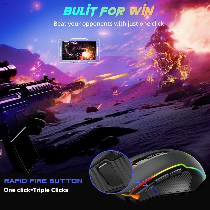 ماوس Redragon Griffin M602-KS 16000 DPI Dual-Mode RGB أسود - 10
