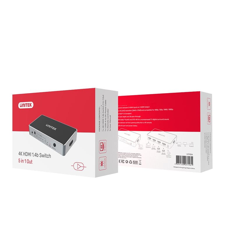 UNITEK 4K HDMI Switch 5 In 1 Out Adapter - 7