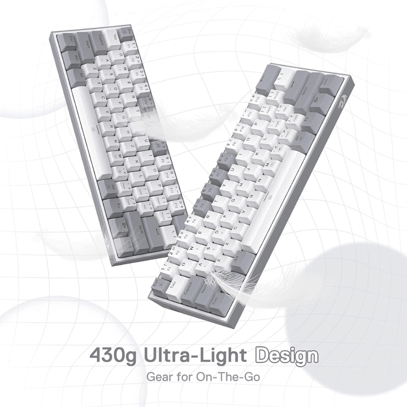 كيبورد Redragon Fizz K617 60% ميكانيكي قابل للتبديل USB-C RGB رمادي - 4