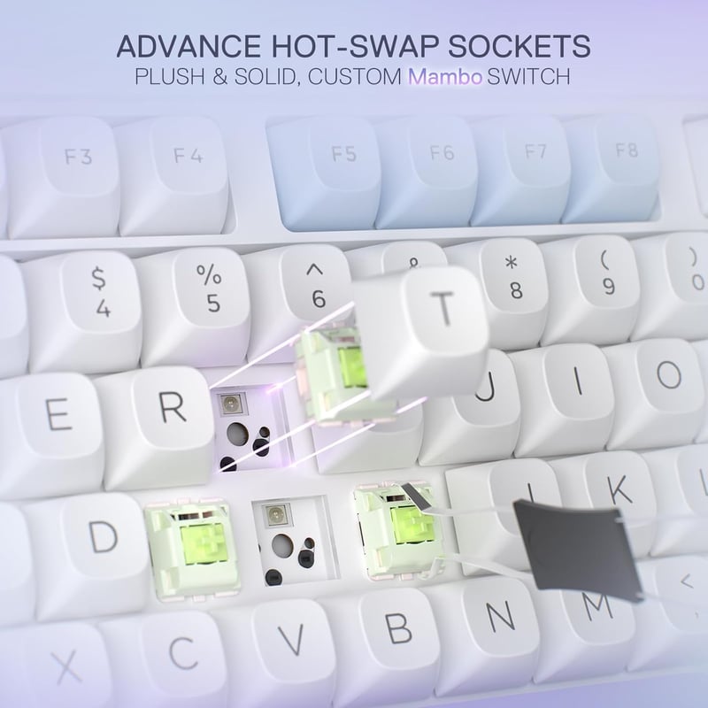Redragon K673WBP RGB Mechanical Keyboard 75% Gasket Wired/2.4/BT - 4