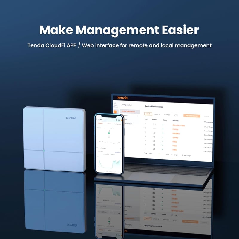 Tenda W12 AC1200 Dual-Band Gigabit In-Wall Access Point - 4