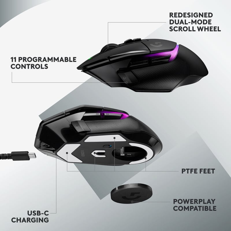 ماوس Logitech G502 X Plus 25600 DPI Lightspeed Wireless RGB أبيض - 14