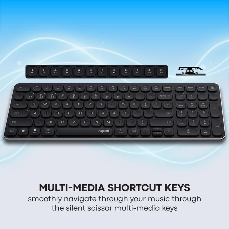 Rapoo 9320M Multi-Mode Wireless Keyboard & Mouse Combo Dark Grey - 3
