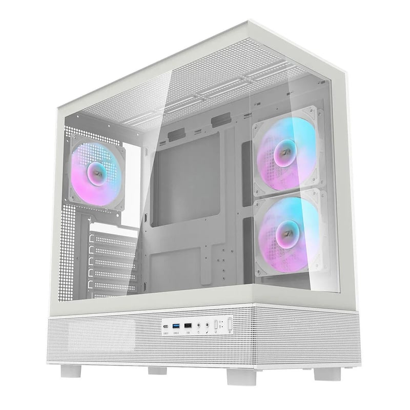 DarkFlash DPX90 Mid-Tower ATX Case White Tempered Glass - 9