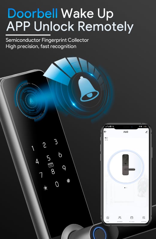 Locstar LS-A60 Smart Door Lock 6-in-1 WiFi App Fingerprint Keypad - 5