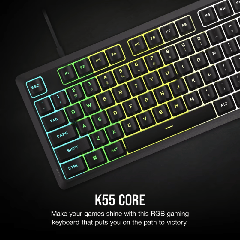 كيبورد Corsair K55 Core Full-Size Membrane RGB سلكي أسود - 3
