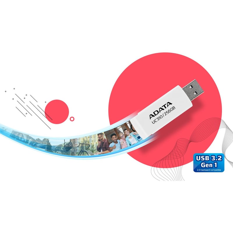 فلاش ADATA UC310 64GB USB 3.2 Gen1 Capless Swivel أبيض - 10