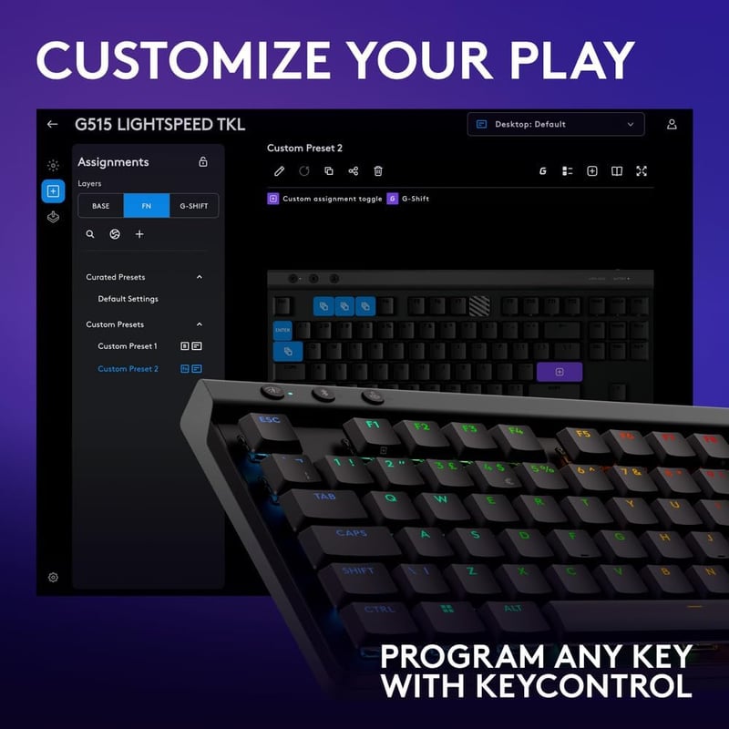 كيبورد Logitech G G515 TKL ميكانيكي لاسلكي RGB أسود - 8