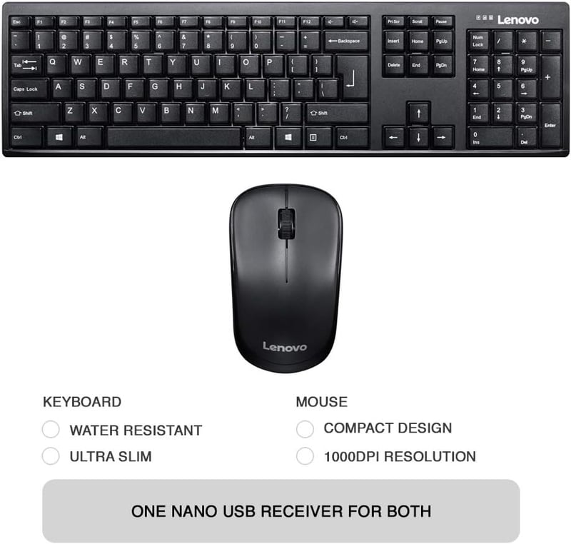 كيت كيبورد وماوس Lenovo 100 لاسلكي - 7