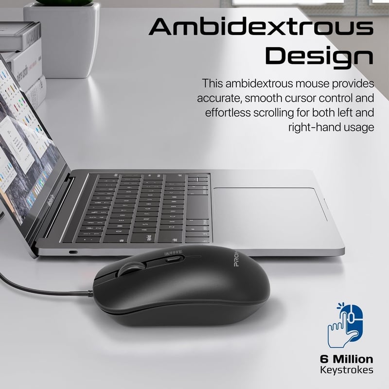 Promate Wired Mouse 2400DPI 4 Buttons Anti-Slip - 6