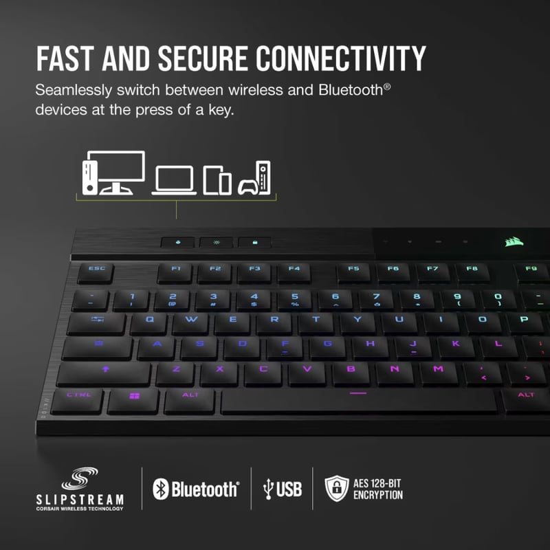 كيبورد Corsair K100 Air Full-Size Low-Profile Mechanical Wireless RGB - 3