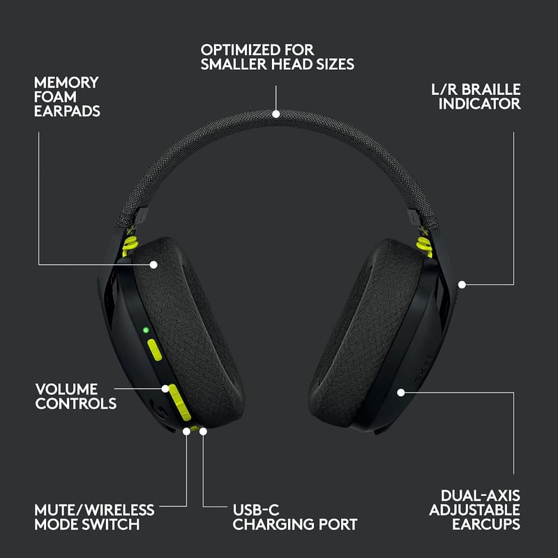 Logitech G435 LIGHTSPEED Wireless Gaming Headset - Black - 9