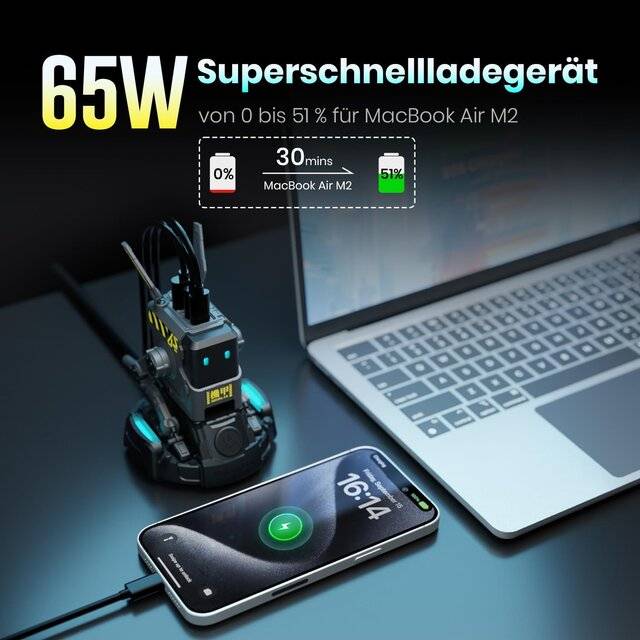 شاحن GravaStar Alpha65 65W GaN جراي - 2