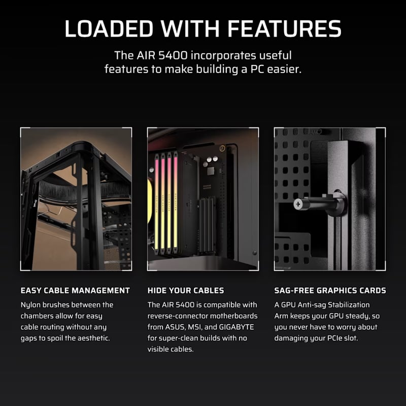 كيس Corsair 5400 RS-R Mid-Tower أسود زجاجي مقوّى ARGB - 12