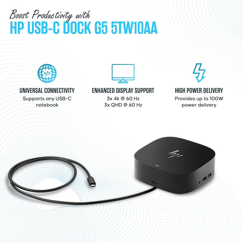 محول HP Docking Station USB-C إلى HDMI دعم شاشتين وإيثرنت - 4