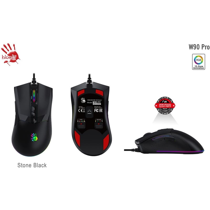 ماوس Bloody W90 Pro Optical Gaming 16000 DPI USB أسود - 5