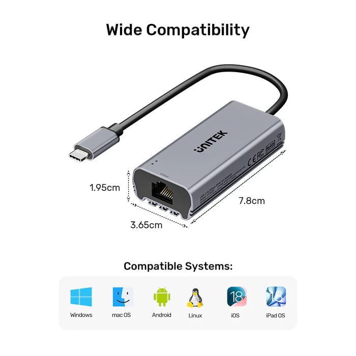 محول UNITEK USB-C إلى Ethernet 5 Gbps - 6