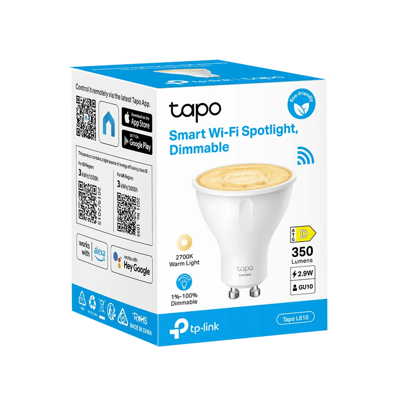 TP-Link Tapo L610 Smart Wi-Fi Dimmable Spotlight 350 Lumens GU10 - 9