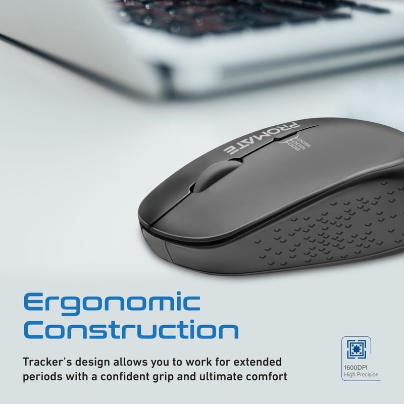 Promate MaxComfort 1600DPI Ergonomic 2.4G Wireless Mouse - 3