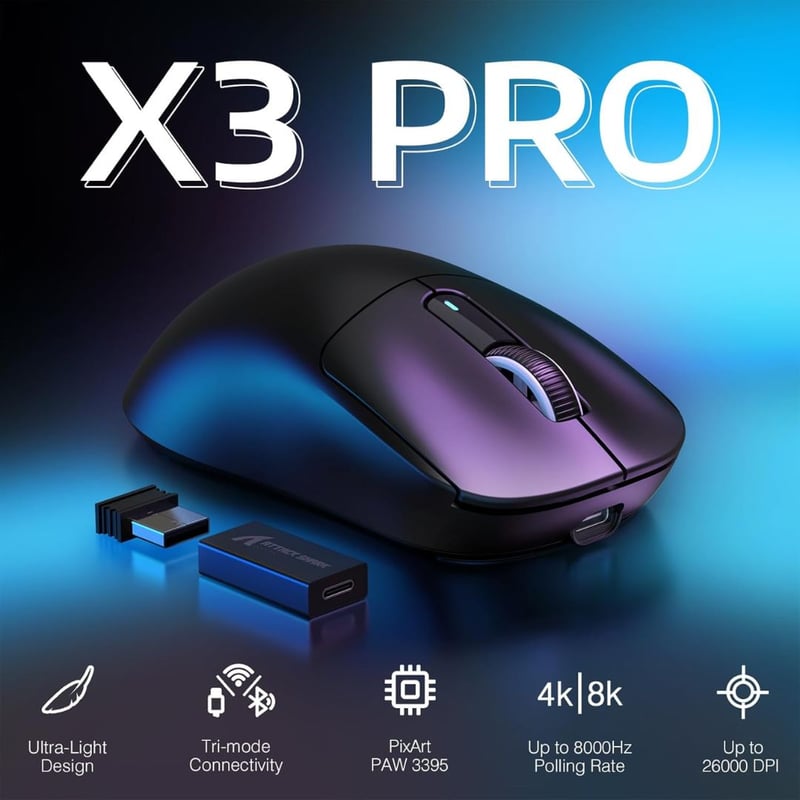ماوس Attack Shark X3 Pro 26000 DPI Dual-Mode Black - 7